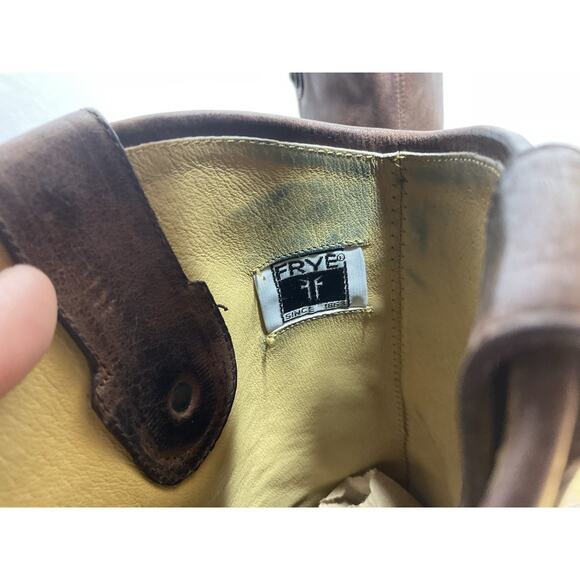 Frye-Women's 8B Jackie #76575 Brown Distressed Leather Tall Western Riding Boot - Picture 7 of 11